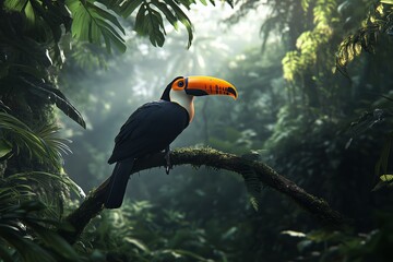 Toucan Perched on a Branch in the Jungle