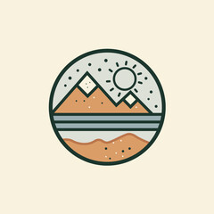 Geometric Sunlit Mountains, Minimalist Frame