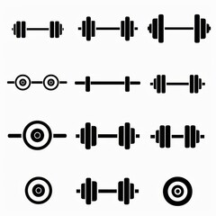 Dumbbell icon, gym equipment, weightlifting symbol, bodybuilding minimal flat logo, dumbbell sport