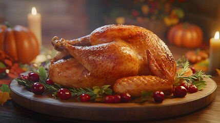Golden-Brown Thanksgiving Turkey with Fresh Herbs and Cranberries
