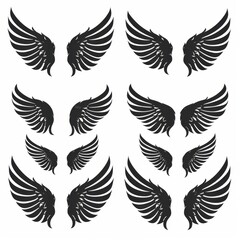 Obraz premium Wings flat icon, angel wings emblem, bird feathers minimal silhouette, pigeon sign, spirituality symbol