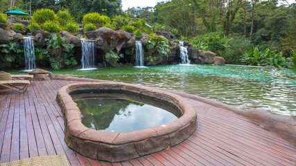 The recreation area in the tropical park - La Paz Waterfall Gardens Nature Park, Costa Rica