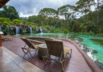 The recreation area in the tropical park - La Paz Waterfall Gardens Nature Park, Costa Rica