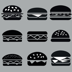 set of stylized vector drawings of fast food