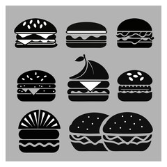 set of stylized vector drawings of fast food