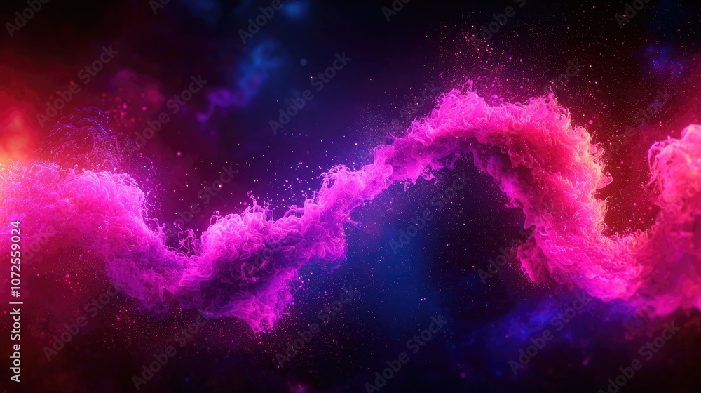 Poster abstract colorful wave with vibrant shades of pink and blue, creating a dynamic visual effect.