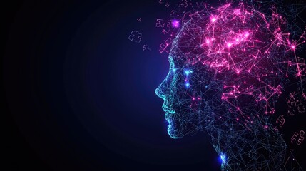 Obraz premium Abstract digital profile representing artificial intelligence and neural connections.