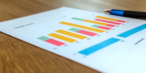 Colorful data analysis graph with multiple line charts overlaid on a bar chart, representing trends