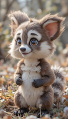 Adorable Lemur Holding Its Paws in a Sunlit Forest