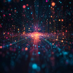 Fototapeta premium Abstract glowing dots and lines creating a digital data landscape