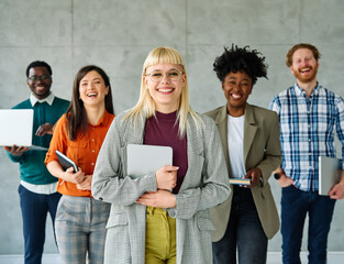 business team businesswoman success meeting office teamwork happy portrait businessman together education cheerful colleague group successful startup