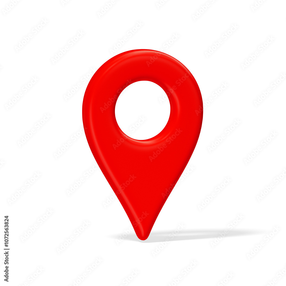 Aufkleber 3d red plastic map location pointer with shadow isolated on transparent background. destination pin 