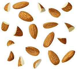almond nut food healthy organic natural ingredient snack isolated seed brown fruit closeup...