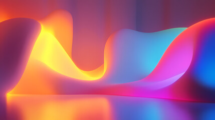 3d render, abstract colorful background illuminated with colorful neon light. glowing curvy line. simple wallpaper. Abstract. Illustration