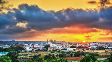 Qrendi village and fields at sunset - Landscape photo