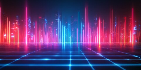 Abstract glowing dots and lines creating a digital data landscape