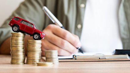 Saving money for car, Finance and car loan, Investment and business concept
