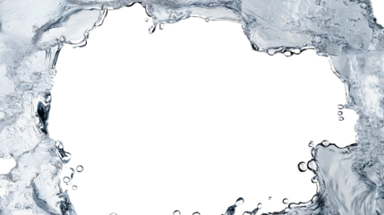 Dynamic water frame border, energetic liquid splash isolated wave, flowing splatter fluid flow background, aquatic transparent rippling, fresh oceanic