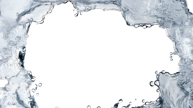 Dynamic water frame border, energetic liquid splash isolated wave, flowing splatter fluid flow background, aquatic transparent rippling, fresh oceanic