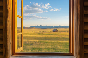 Wide Prairie View from Ranch House Embracing Traditional Cowboy Lifestyle