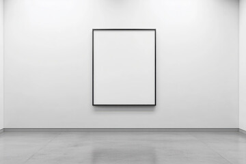 Wooden mock up poster frames hanging on the wall in a minimalist room