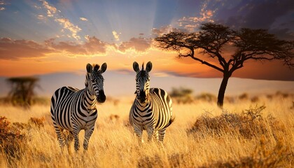 zebra at sunset