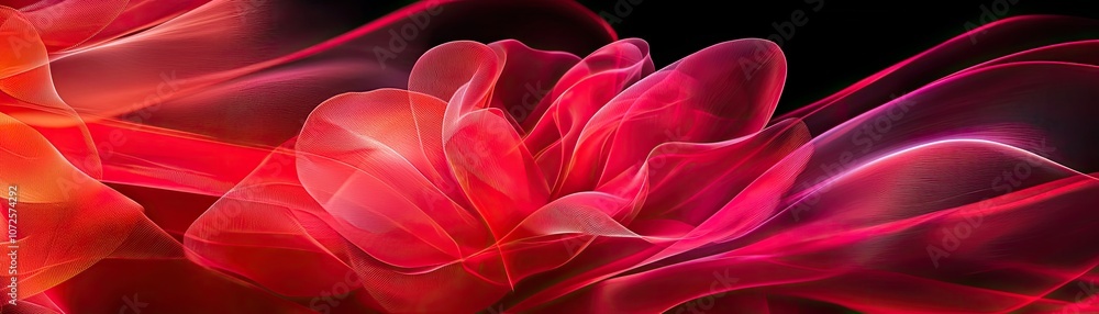 Poster a beautiful abstract display of a vibrant rose with flowing colors and soft textures.
