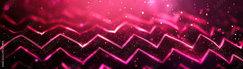 Poster abstract pink wave pattern with vibrant colors and sparkling effects for creative projects.