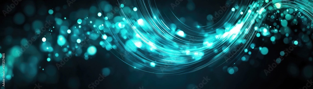 Poster abstract shimmering light effect in vibrant blue with bokeh texture, perfect for backgrounds.