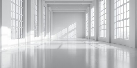 Obraz premium Modern white gallery space for exhibitions and artwork showcases