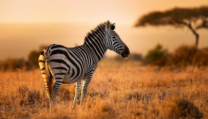 Obraz premium zebra at sunset