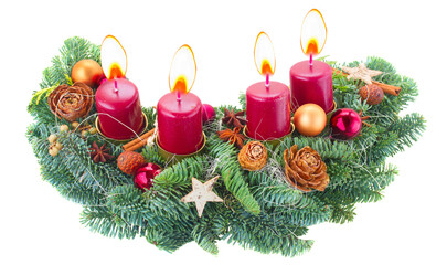 advent wreath with burning candles