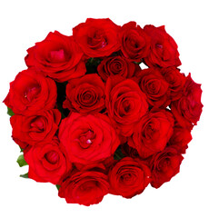 round bouquet of red roses
