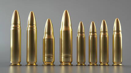 Fototapeta premium Różnorodność łusek pocisków, wykorzystywanych do produkcji amunicji wojskowej. 