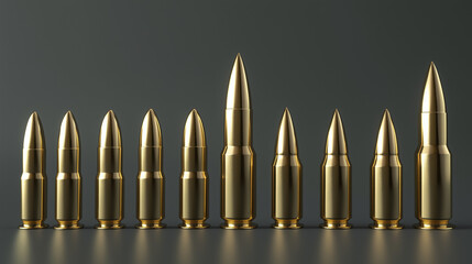 Fototapeta premium Różnorodność łusek pocisków, wykorzystywanych do produkcji amunicji wojskowej. 