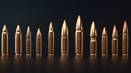 Fototapeta premium Różnorodność łusek pocisków, wykorzystywanych do produkcji amunicji wojskowej. 