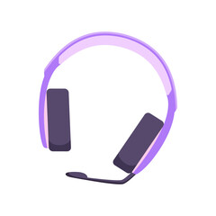 Illustration of headphones in purple color isolated on white background.
