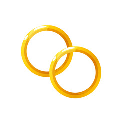 Golden wedding rings vector illustration isolated on white background.
