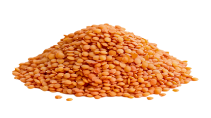 Heap of red lentils isolated as a protein-rich food pile, ideal raw legume grain for dry vegetarian nutrition and healthy ingredient options
