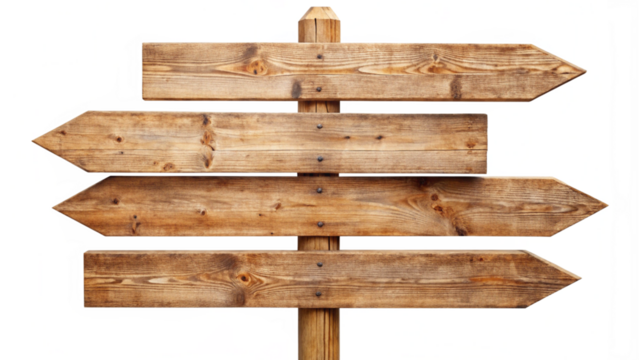 "Wooden Directional Signposts with Arrow Signs – Rustic Navigation, PNG Transparent"

