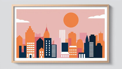 Modern City Sunset Illustration