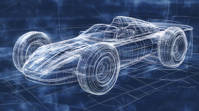 Blueprint design of an abstract car, embodiment of a thought. Abstract. Illustration