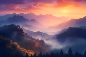 Fototapeta premium sunrise in the mountains