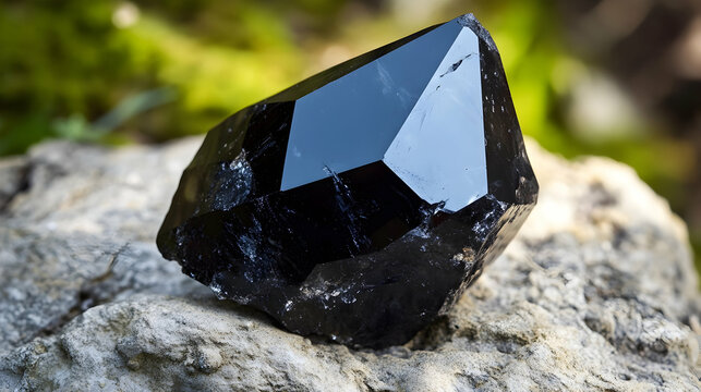 Rare Black Serendibite Gemstone Glowing in Natural Daylight &ndash; Stunning and Unique Gem Showcasing Exceptional Clarity and Lustrous Beauty