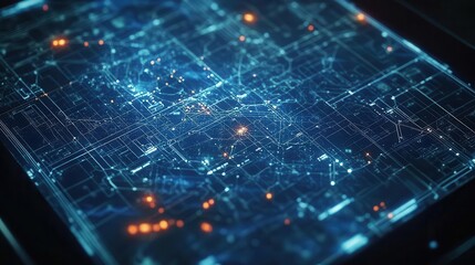 Obraz premium A closeup of a logistics plan on a tablet screen, Planning, Detailed and connected