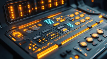 Fototapeta premium A closeup of a remote control panel for warehouse robots, Technology, Modern and detailed