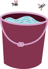 Bucket of water and mosquitoes