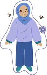 Girl wearing insecticide clothing 