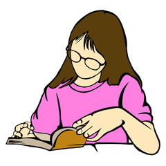 a young girl reading a book