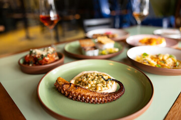 Fine-dining dish presentation in high end restaurant